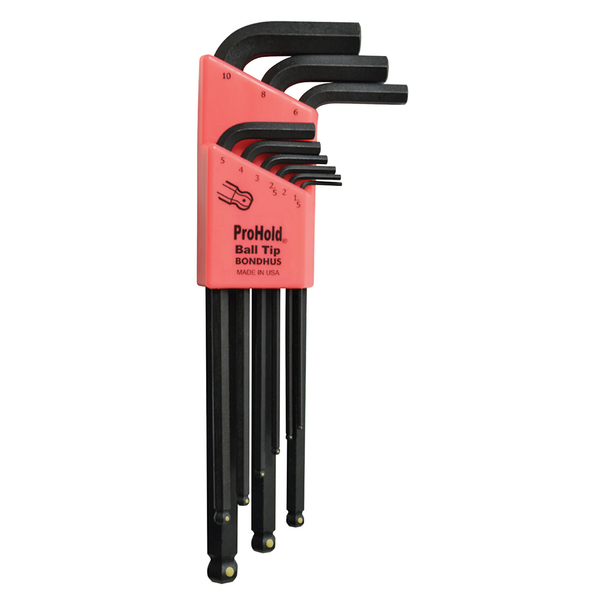 Bondhus ProHold Ball End L-wrench Set of 9, 1.5-10mm, Model 74999